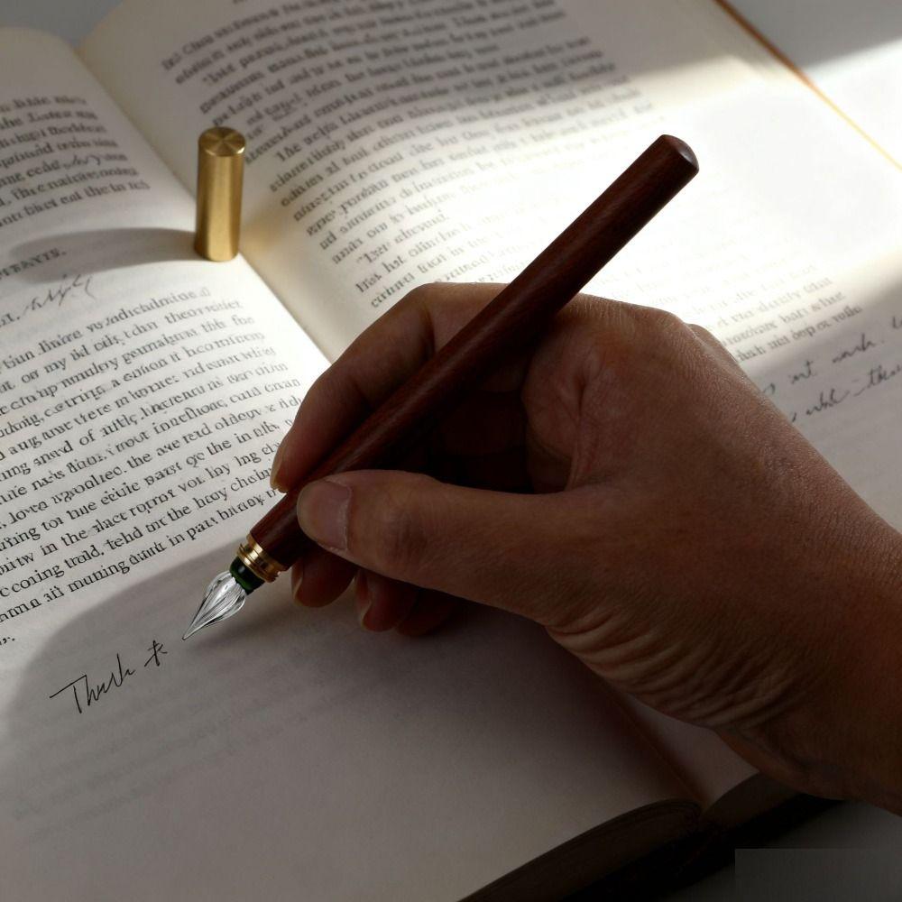 Kalligraphie Glas Tauchfeder Tinte einfüllen Tauchstift Studentenbenutzung Glas Füllfederhalter Unterschrift