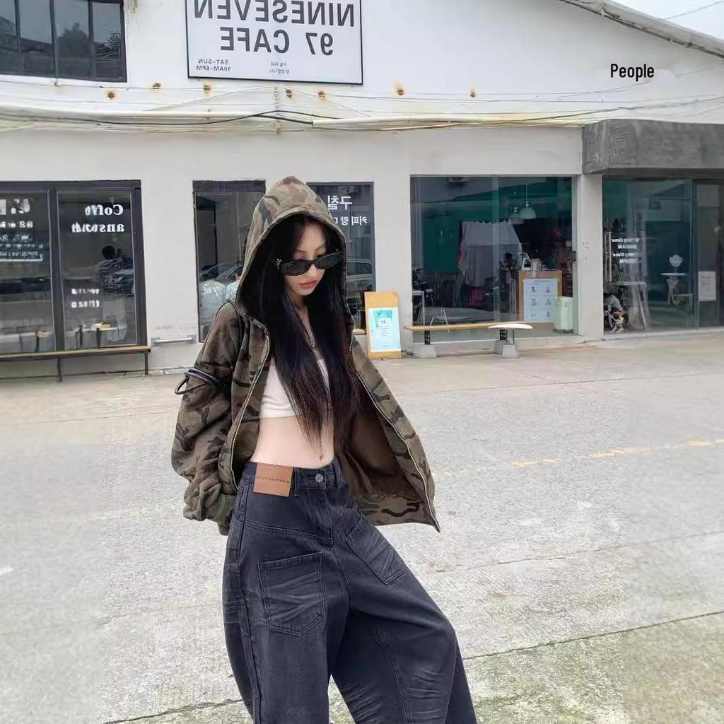 Women's Retro Camouflage Hooded Sweatshirt - Autumn 2024 Casual Slim-Fit Zipper Jacket