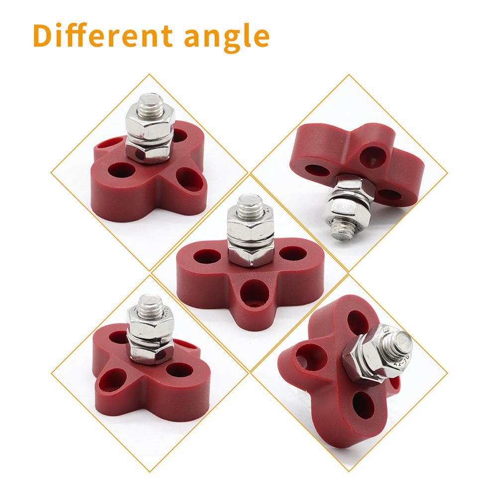 2pcs Bus Bar Terminal Blocks Single M8 Positive Power Distribution Studs