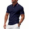 Summer Men's Solid-color Collared Short-sleeved Shirt Sporty Casual Shirt Top