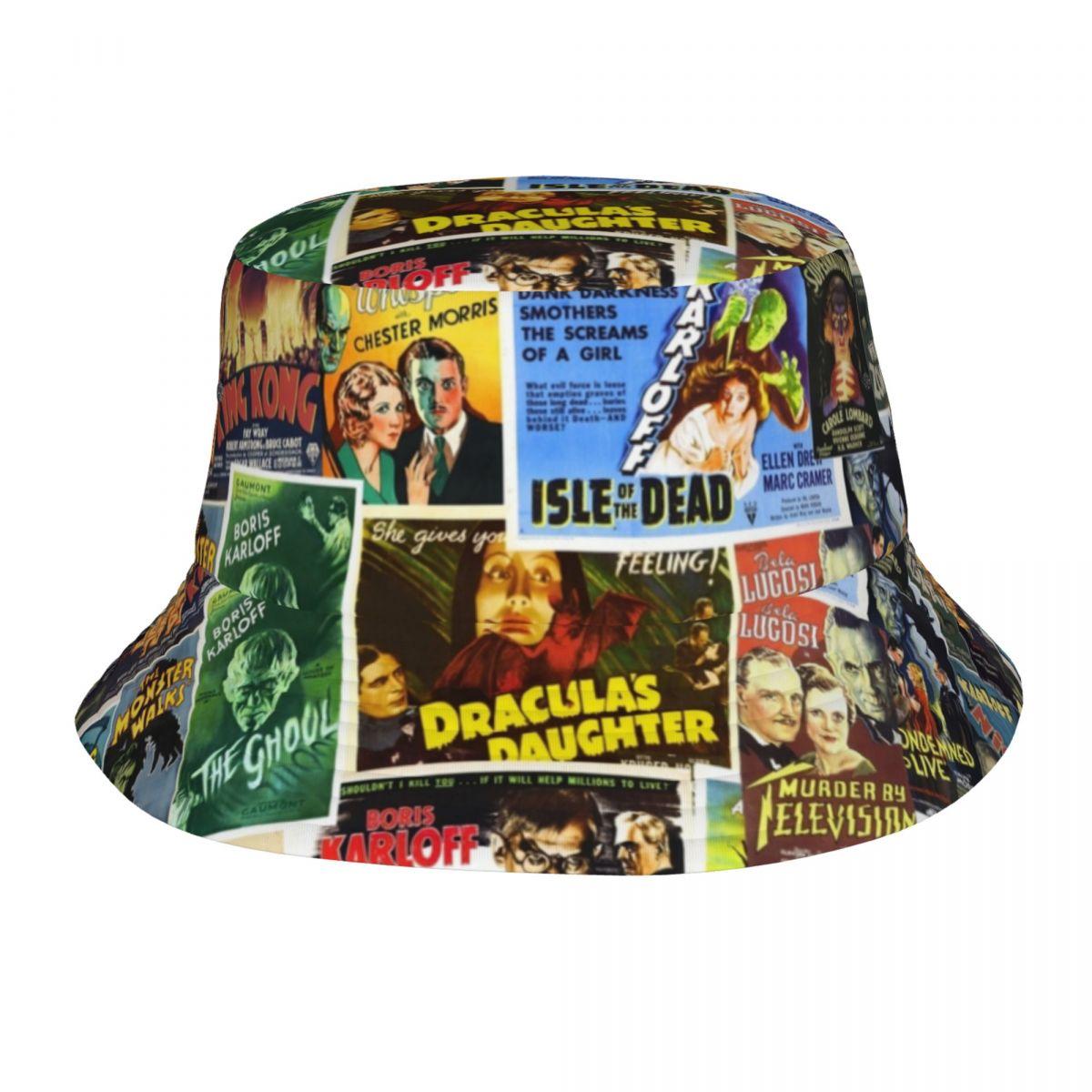 

Unique Design Vintage Horror Film Movies Bucket Hat Unisex Women Foldable Outdoor Fishing Caps Hot Summer Headwear