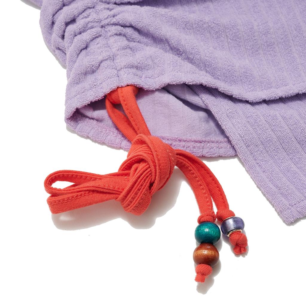 NAKED SURF CLUB Terry Shirred Mini Wrap Skirt (Purple)