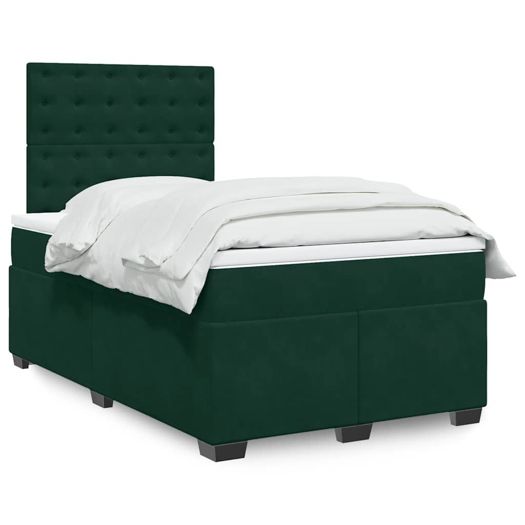 Box Spring Bed with Mattress Dark Green 120 x 200 cm Velvet