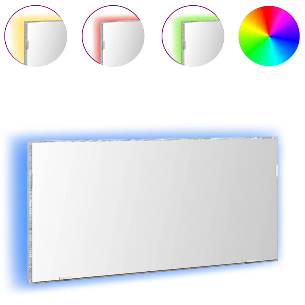 Mirror Light Grey Sonoma 80 x 37 cm Glass and Engineered Wood