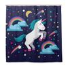 Lovely Cartoon Unicorn Shower Curtain Smiling Animal Poop A Rainbow Waterproof Fabric Bathroom Curtains Mildew Resistant Curtain