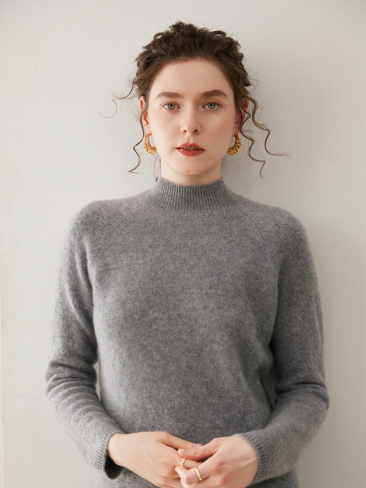 2025 Autumn/Winter Women's High Neck Cashmere Sweater – Thick, Skin-Friendly, Loose Knitwear Base Layer