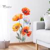 Decorative Flower Decals for Glass Doors 2Pcs Watercolor Wall Stickers, PVC Waterproof Floral Decals, Peel And Stick Creative Art Gifts Decor,