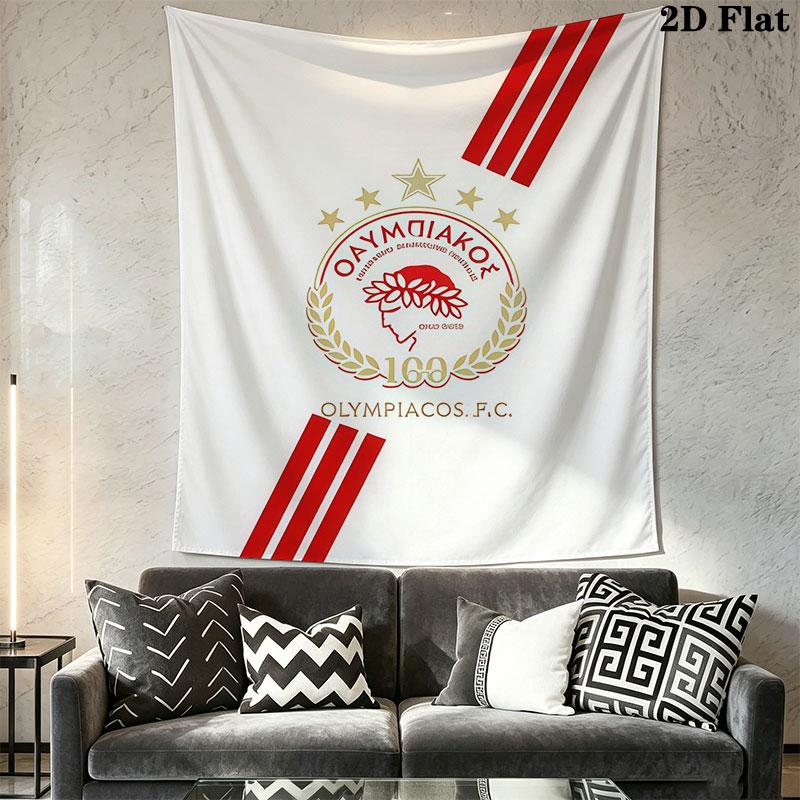 Olympiacos logo Wall Hanging Printed Fabric Blanket Decorative Tapestries for Bedroom Living Room Home Decor