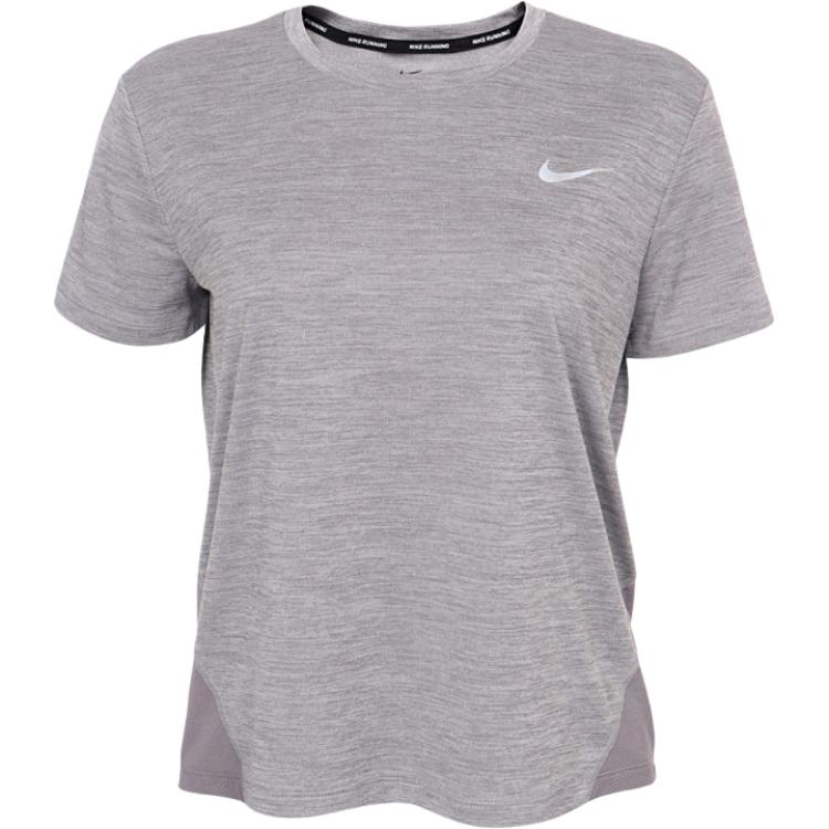 

Nike Logo Round Neck Pullover T-Shirt Women Tops Gray AJ8121-056 L
