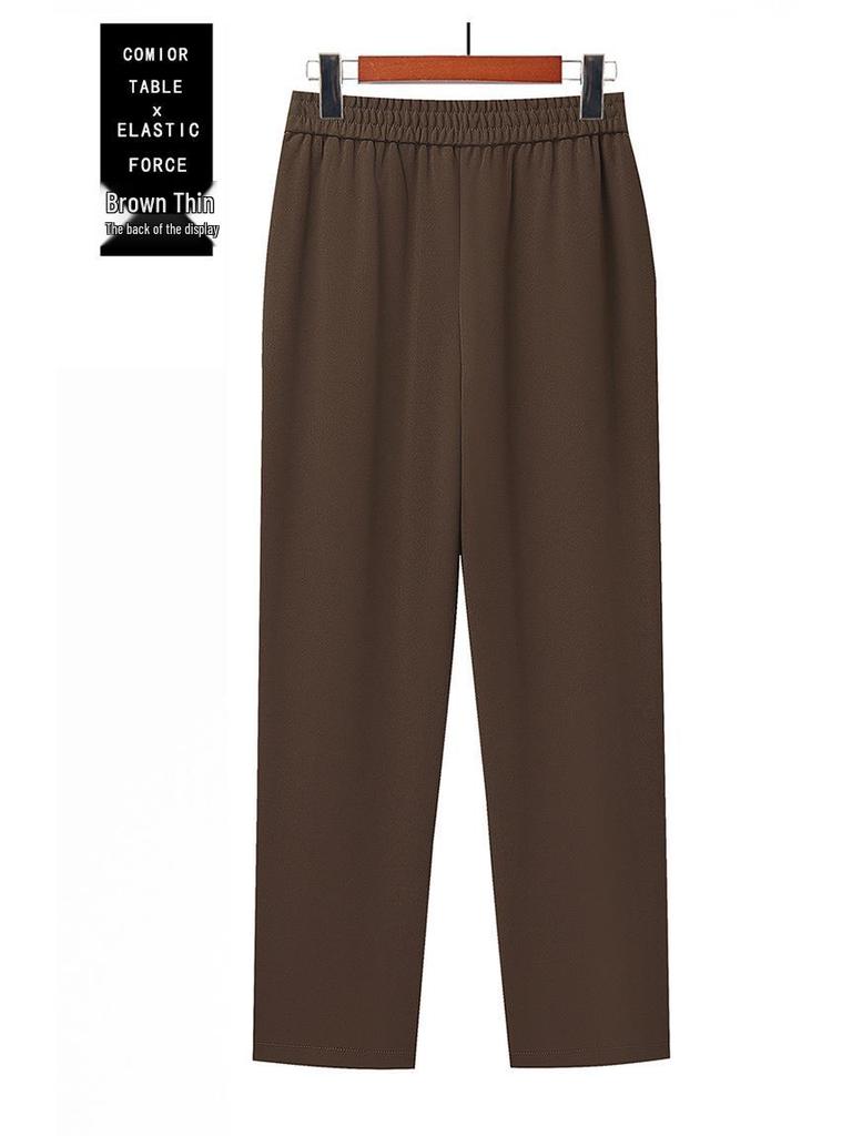 High Waist Straight Leg Velvet Warm Trousers for Middle-Aged Women – 50s Mom Style