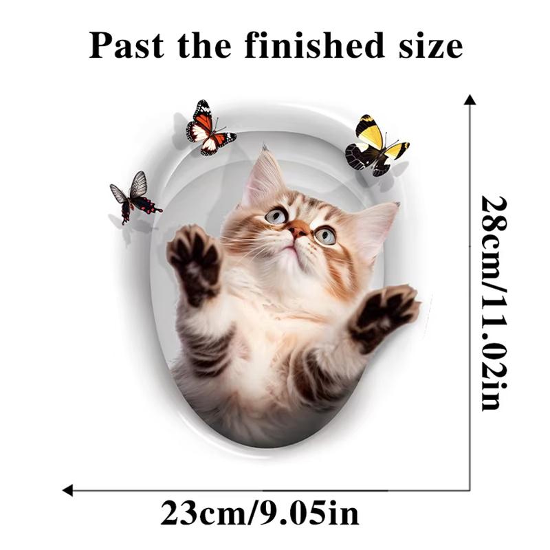 Bathroom Toilet Cover Decor Stickers Cartoon Animal Pattern Toilet Lid Decals Household Toilet Cover Stickers PVC Waterproof