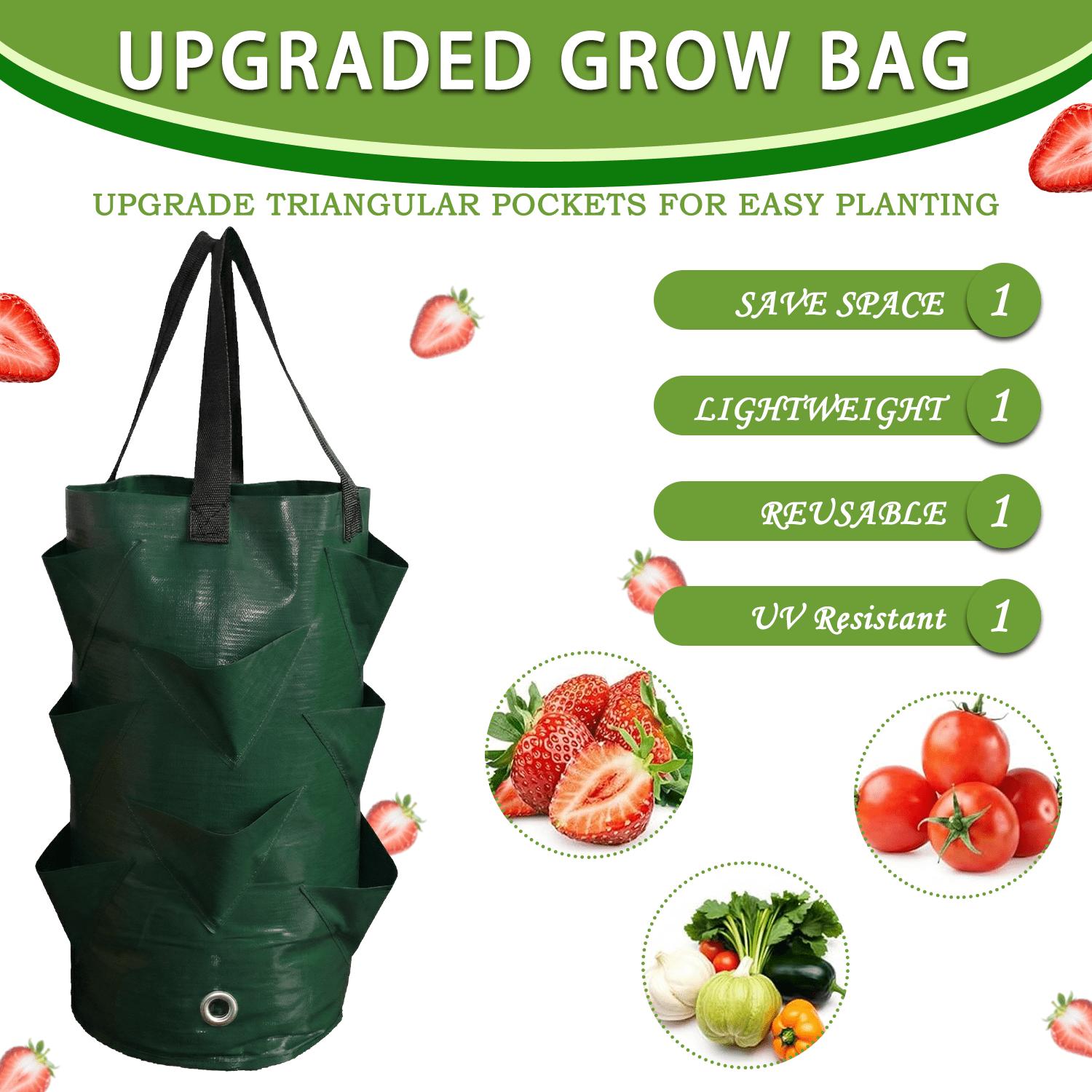 

Hanging Plant Grow Bags with Handles with Hanging Hooks Automatic Water Dripper Hanging Strawberry Plant Bags with 10 Pockets Breathable зелёный