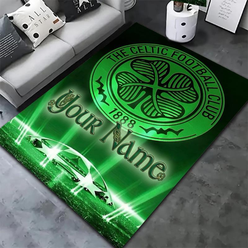 Tappeto Personalizzato con Stemma Celtic Fc per Soggiorno Camera da Letto Casa Decorazione Divano Tappetino Antiscivolo per Giochi Bambini