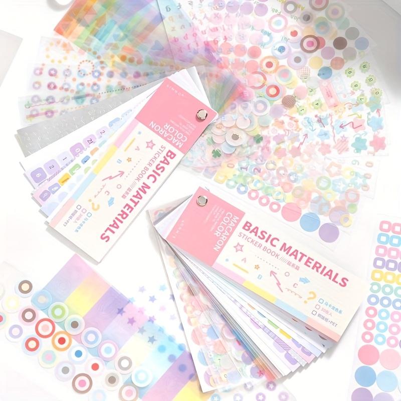 Cute 30 sheets of rotatable self-adhesive stickers - Morandi color series, including letters, numbers, stars, and hearts