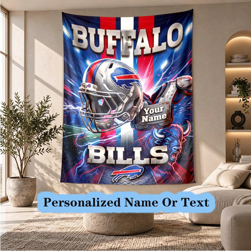 Wall Hanging Tapestry With Custom Name & Text, Flyers Fan Gear Decorative Tapestry For Bedroom