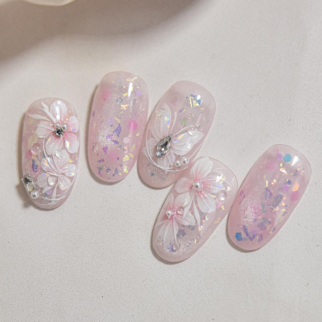 Embossed Flower Pink Butterfly Lucky Peach Blossom Chic Spring Petal 5D Soft Relief Adhesive Nail Art Stickers Manicure Decals