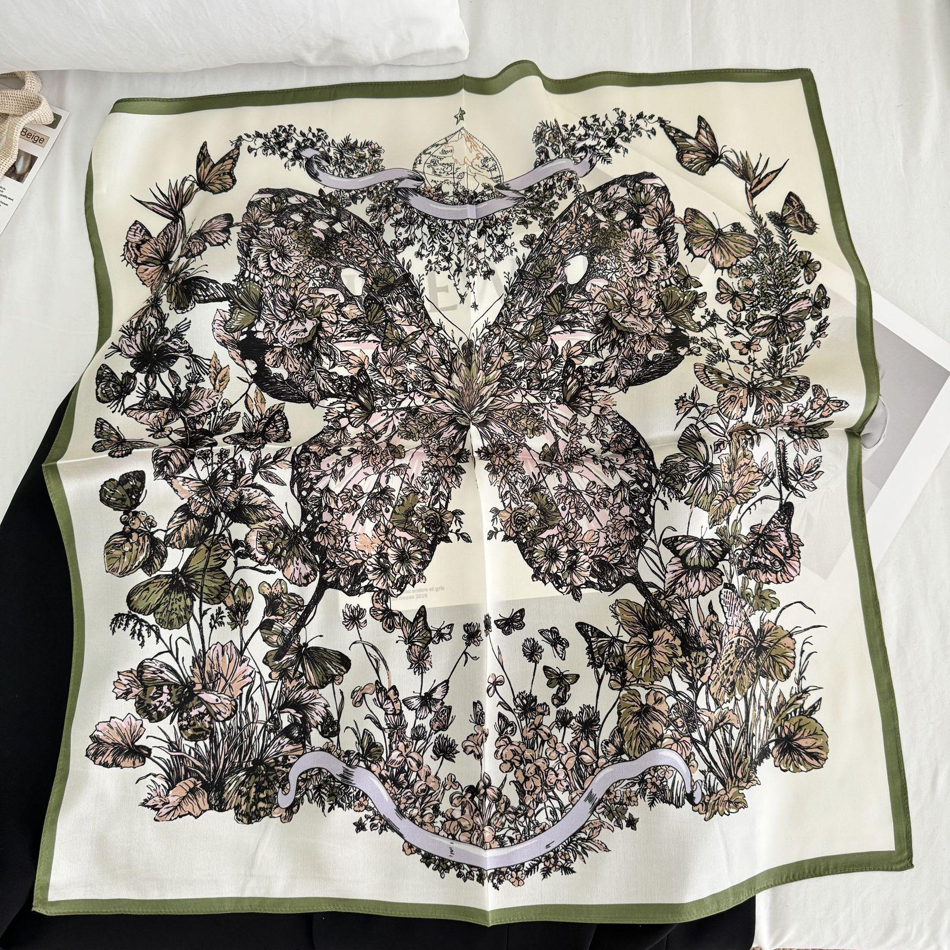 Dream Flower Butterfly 100% Mulberry Silk Scarf Women S Scarf 70Cm Square Scarf Silk Scarf Hangzhou Silk Shawl 66-66