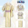 Anime Pirate King Cosplay Costume Zoro Yellow Striped Kimono Role Playing Outfit