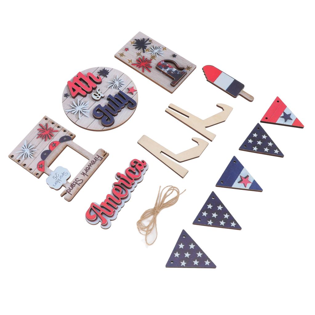 Independence Day Wooden Decoration Beautifully Designed Vibrant Colour Sturdy Patriotic Tray Wooden Ornament