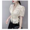 Spring and Summer New Style Drawstring Waist French Blazer Women's Short Top