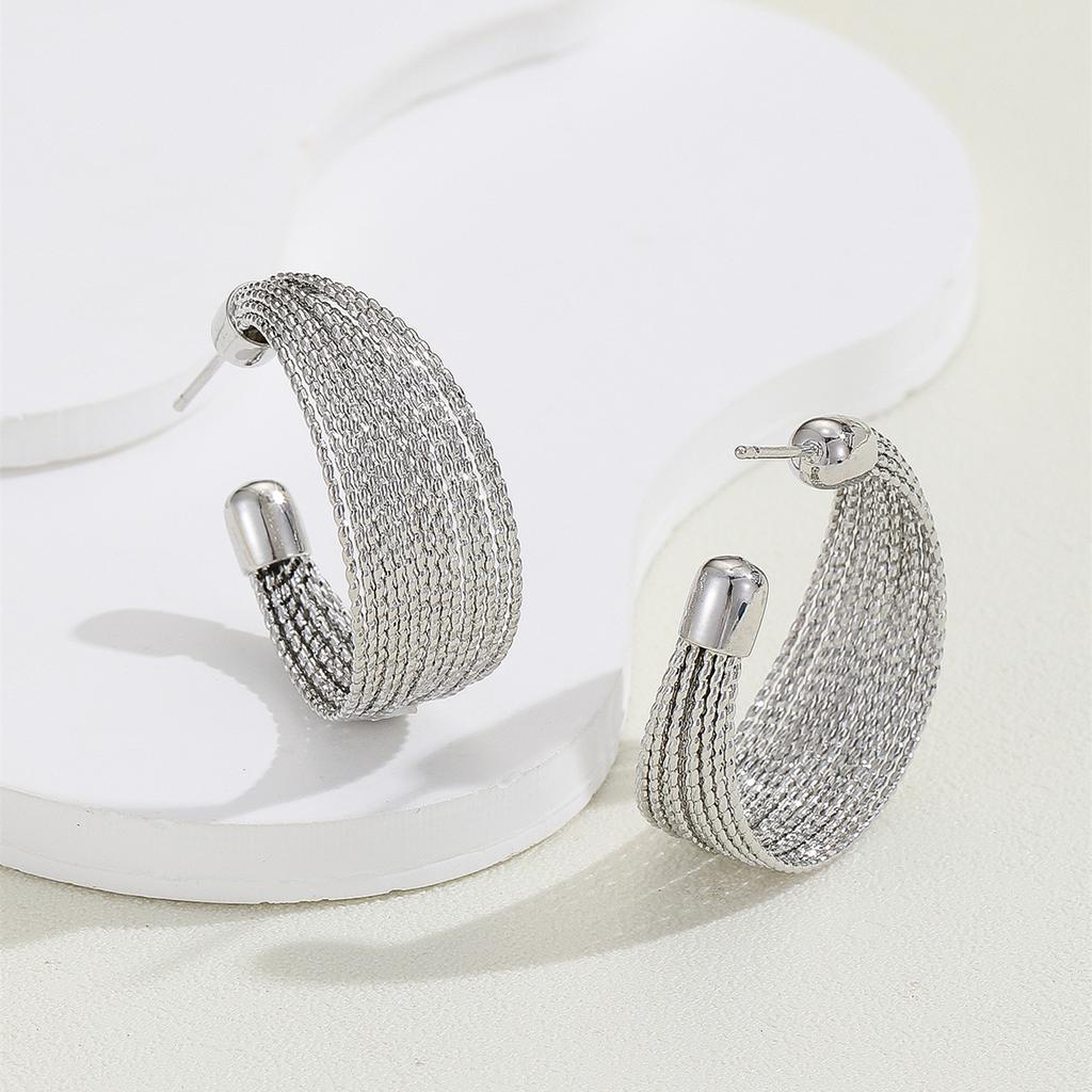 European and American fashion exaggerated gold earrings female Korean temperament Internet celebrity multi-layer circle earrings high-end circle