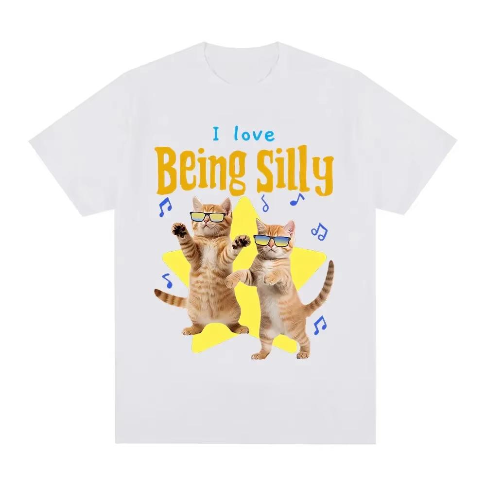 I Love Being Silly Funny Cat Meme T Shirt Unisex WoUnisex Casual Cotton Tshirt Cotton Short Sleeve Oversized Tshirts Tops Streetwear