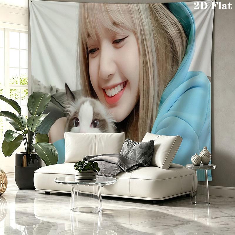 LISA Wall tapestry, aesthetic printed fabric blanket, suitable for bedroom, living room, and home decor.