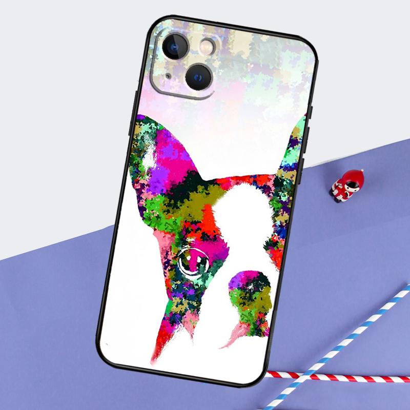 Boston Terrier Dog Phone Case For iPhone 16 Pro Max 12 13 Mini 11 14 15 Pro Max XR 15 16 Plus 16e Back Cover