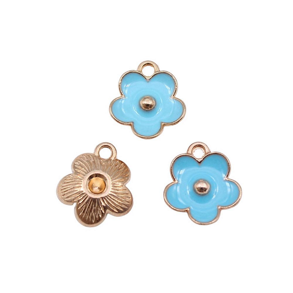 Enamel Charms Multi Color Flower Pendants For Floral Themed Jewelry
