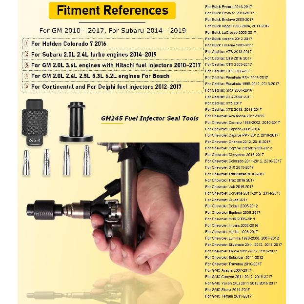 Fuel Injector Seal Tools - Replacement Set for Vehicles, 2.0L, 3.6L, 2.5L, 5.3L