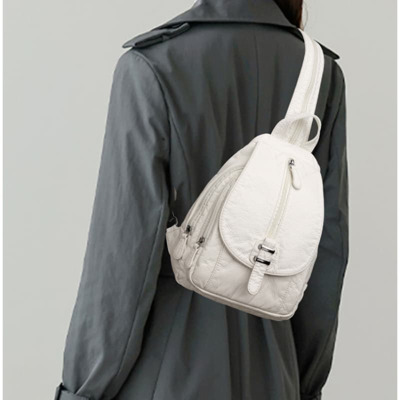 Backpack Casual soft leather schoolbag Travel small backpack