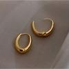 Vintage Smooth Metal U Shaped Geometric Oval Hoop Earrings For Women