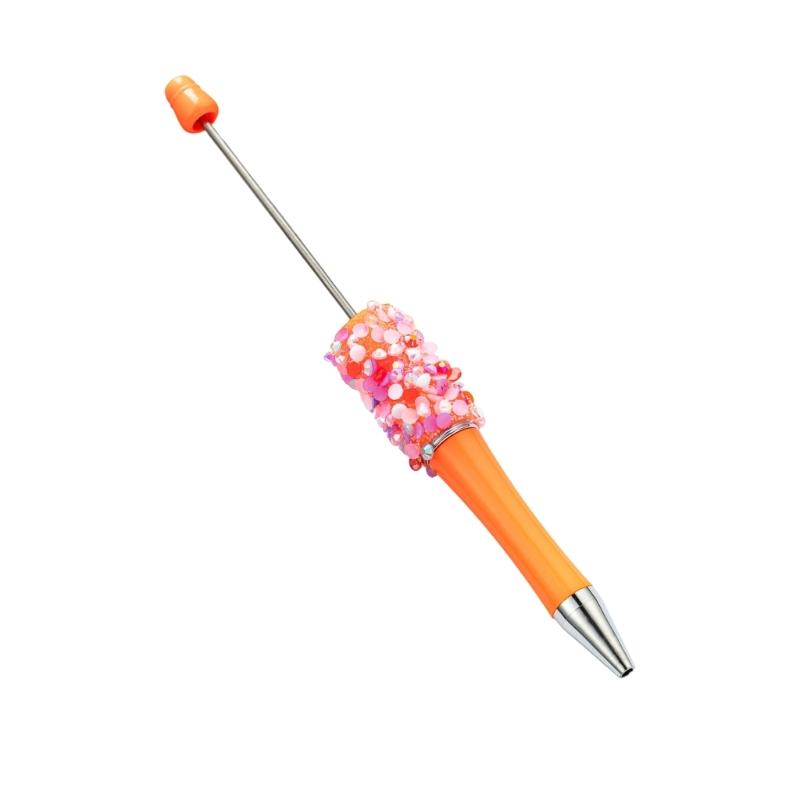 6PCS Sparkling Beadable Pen Ergonomic Grip Ballpoint Pen For Students Adult Daily Writing Journaling Art Craft Project