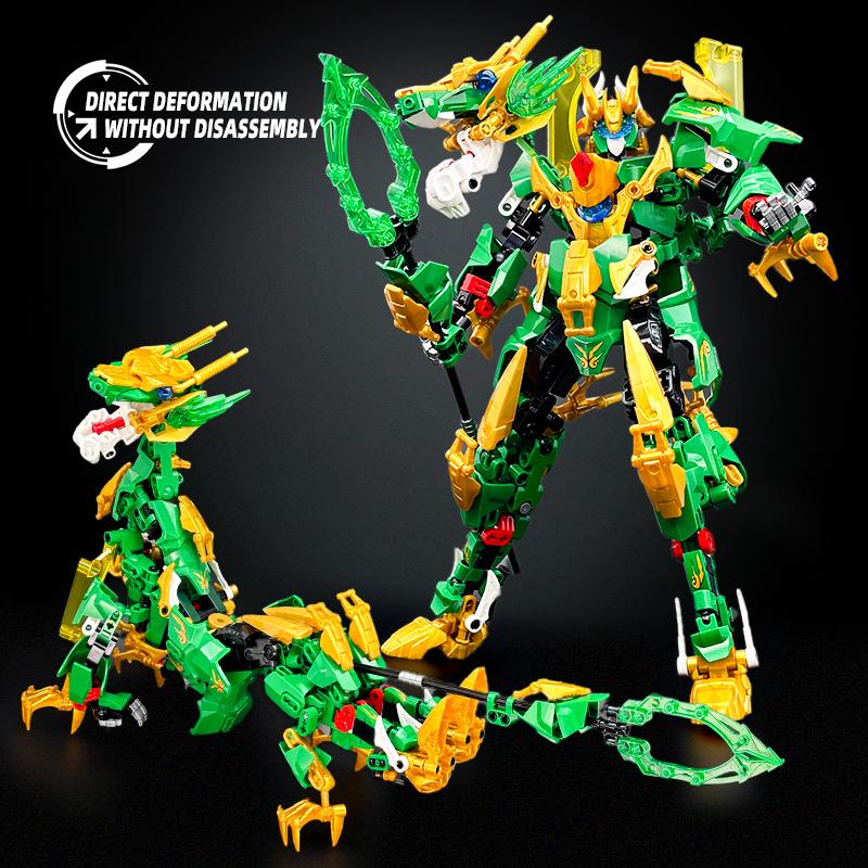 Model Robot Dual Form Dragon Warrior Mecha Building Blocks Set Transformable and Dragon Mecha Figure for Adult Collectors Decor