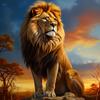 Suitable for All Four Seasons, the Majestic Lion of the African Sunset 5D Diamond Painting Kit Offers a Complete Mosaic Image Wall Art Craft Set. Perf