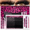 DIY Individual Eyelash Extension Kit Thick Volume Lash Clusters D Curl with Bond and Seal Tweezers Halloween Christmas Gift