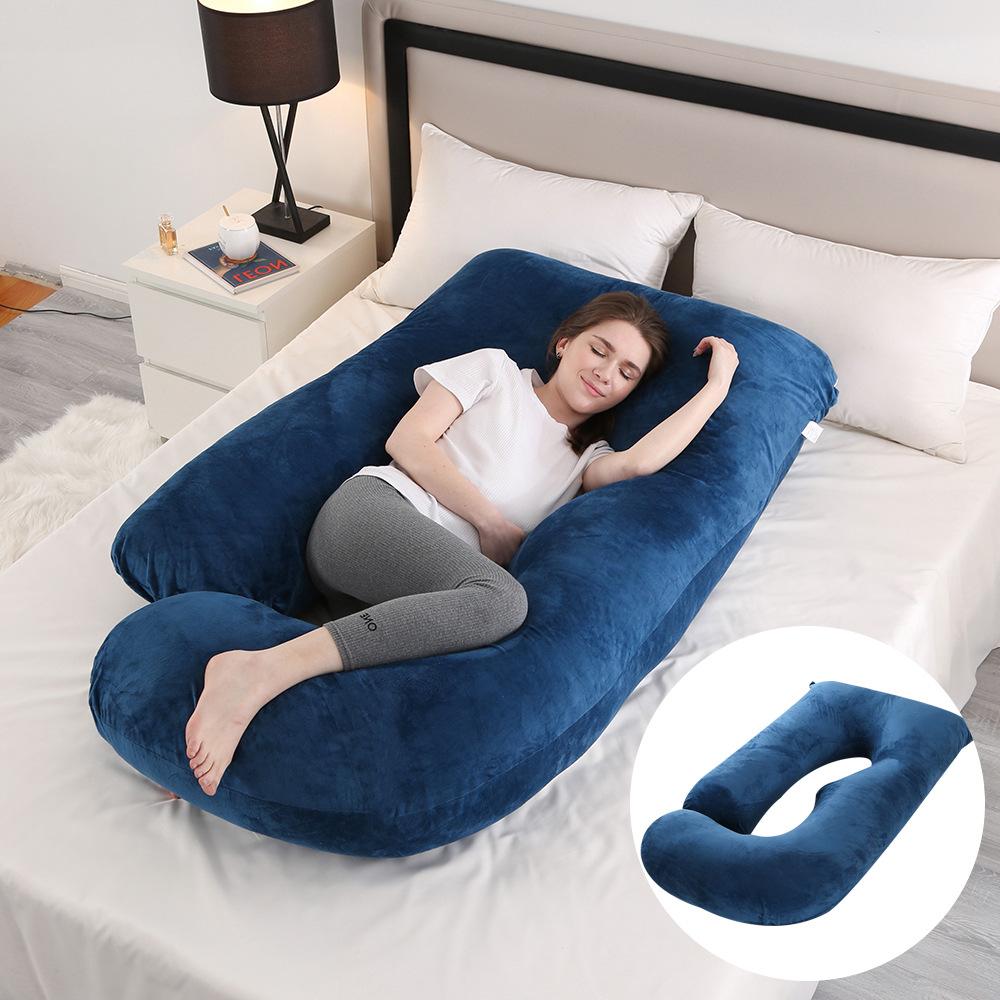 

Washable J-Shaped Pregnancy Pillow for Side Sleeping Maternity Body Pillow with Back&Belly Support Cooling Summer Sleep Comfort синий