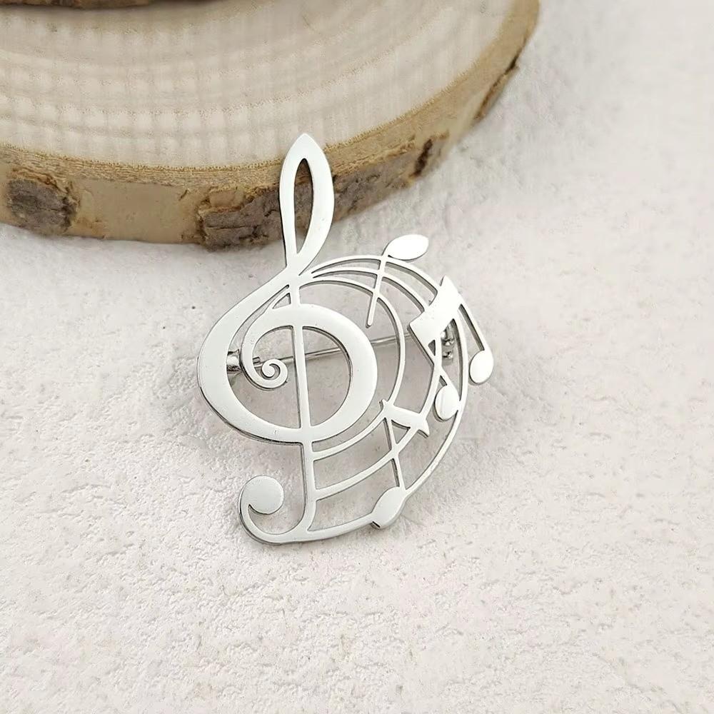 Hollow Design Treble Clef Brooch Stainless Steel Music Badge Music Lover Gift Lapel Pin  Daily Wear