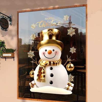 1 Set Schneemann Weihnachtsfensteraufkleber Statisch Haftend Glasaufkleber Wasserdicht für Zuhause Schaufenster Außenbereich Feiertagsdekorationen