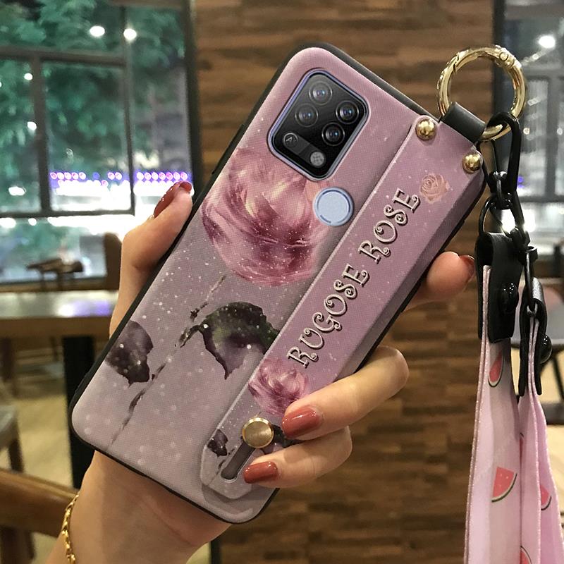 Soft case Back Cover Phone Case For Tecno Pova/LD7 Dirt-resistant Kickstand Wrist Strap Anti-knock Ring Silicone Durable