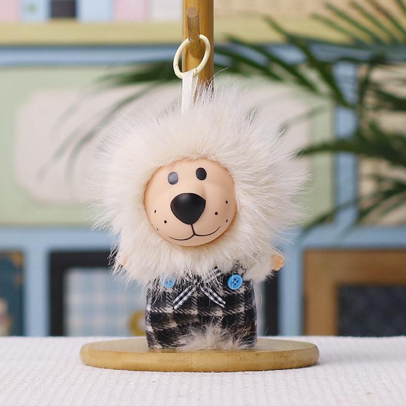 Plush Lion Keychain With Silicone Face Cute Animal Bag Charm For Kids And Teens