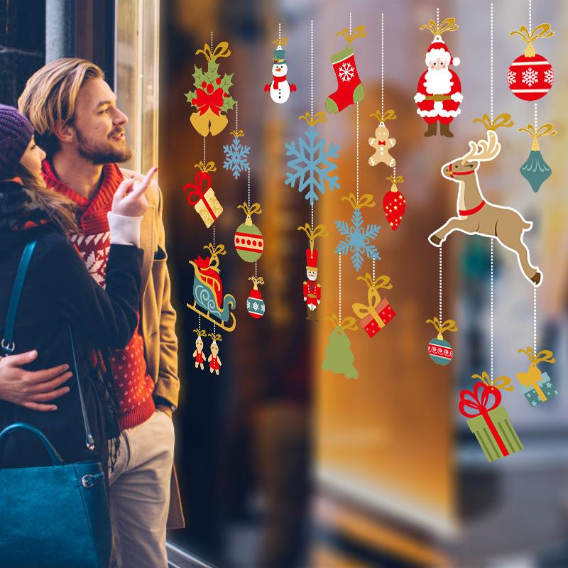 New Christmas Cartoon Wall Sticker, Shopping Mall Shop Window Glass Wall Decoration Painting Sticker
