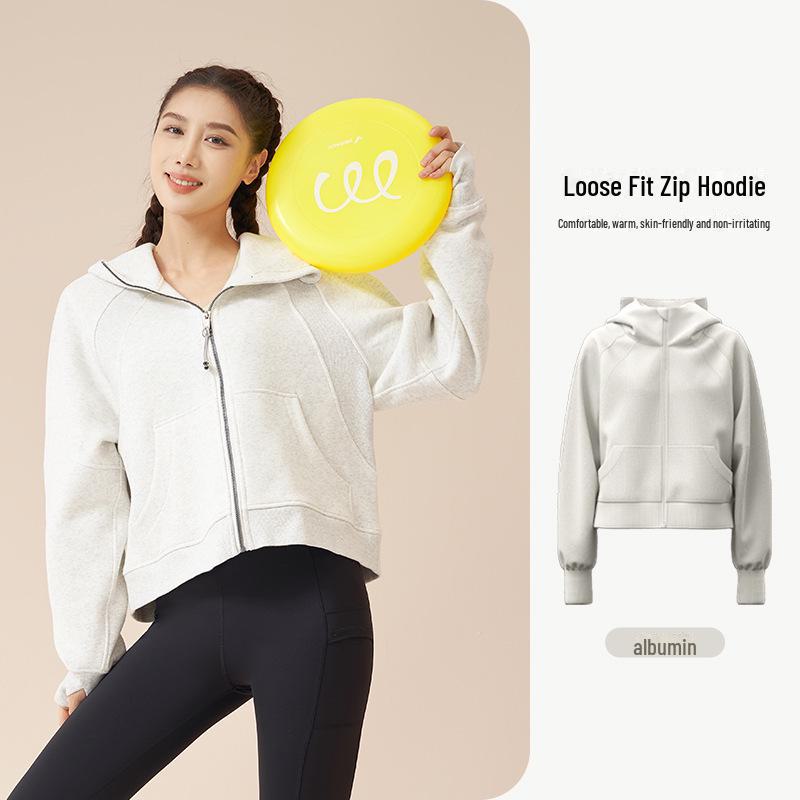 

Женский толстый спортивный свитер с капюшоном Juyitang: Осенне-зимняя уличная свободная повседневная куртка Plus Velvet XS/S