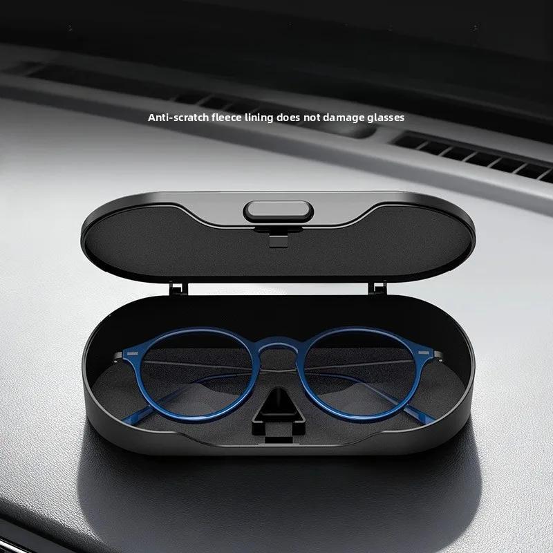 Portable Car Sun Visor Glasses Holder Multifunctional In-Car Sunglasses Storage Box Eyeglass Organizer Case
