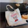 Design Tote Bag New Korean Edition Zipper Canvas Red Large Capacity Versatile Cartoon Blue Personalized Shoulder Bag For Women