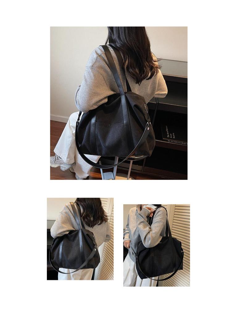 Canvasväska med stor kapacitet i koreansk stil: Trendig avslappnad axel- och crossbodyväska för daglig pendling och resor