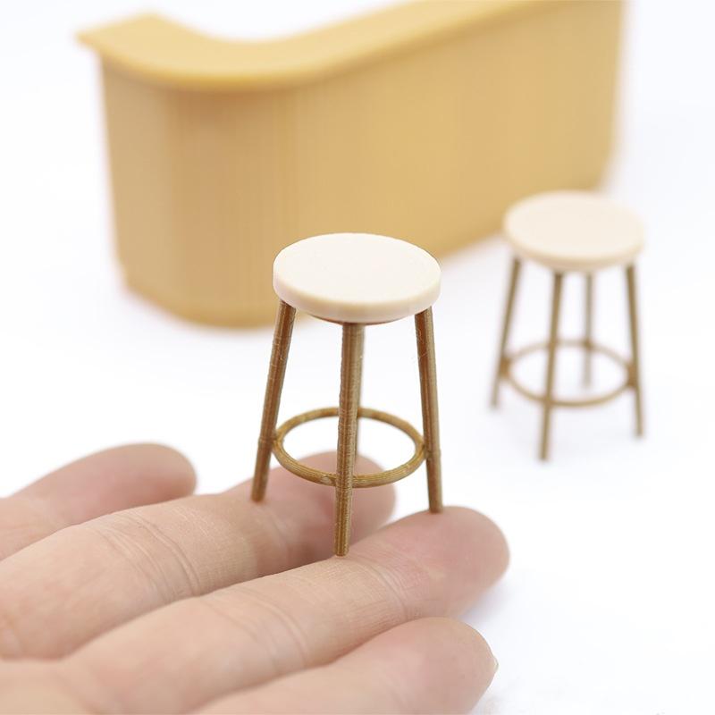 3Pcs Plastic Furniture Playing House Miniature Table Chair 1:12 Scale Dollhouse Bar Counter Scene Model Doll House Accessories
