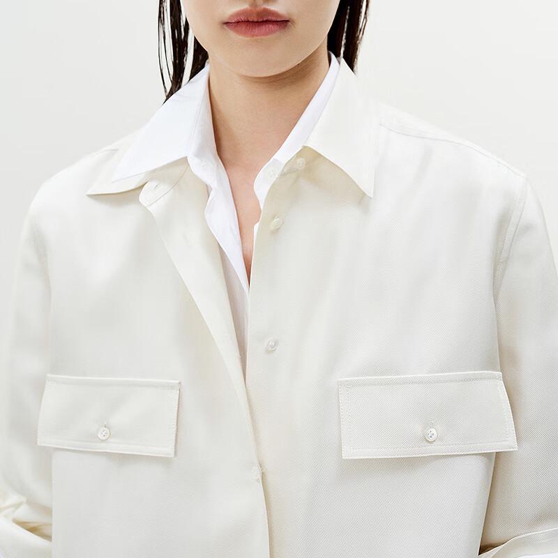 LESS Women's Mulberry Silk Loose Fit Long-Sleeve Shirt