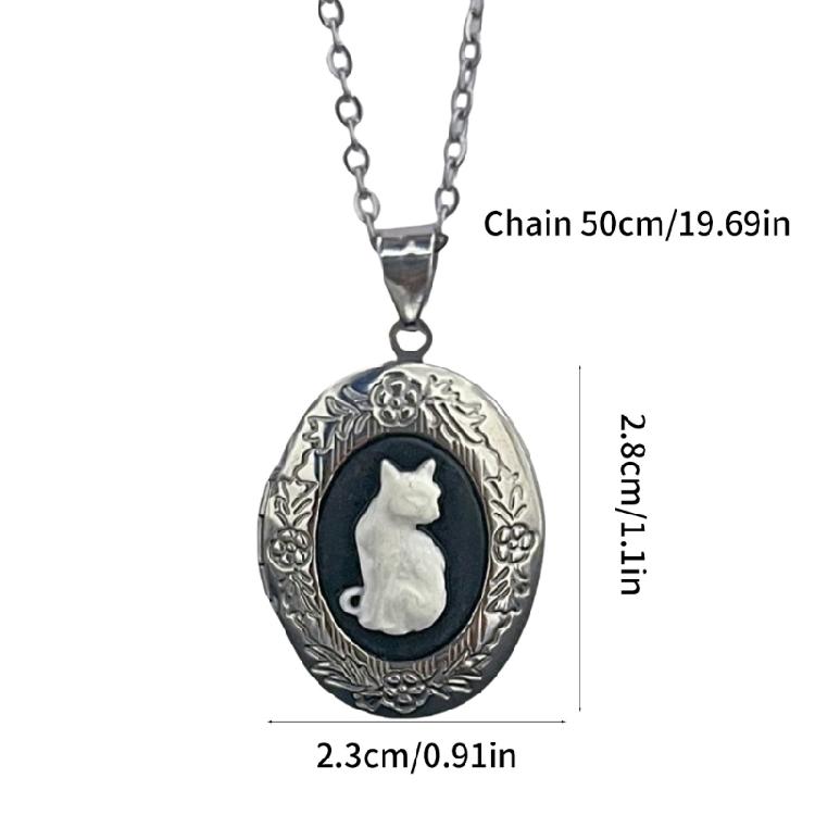 Multipurpose Cats Themed Oval Pendant Necklace Craft from Comfortable Sturdy Alloy Materials for Long Time Use