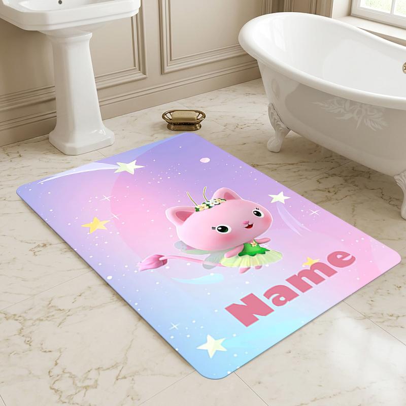 Custom Name Fairy Cat Dreams Living Room Non-Slip Area Rug Soft Carpet for Bedroom Kids Playroom Sofa Office Home Decor Doormat